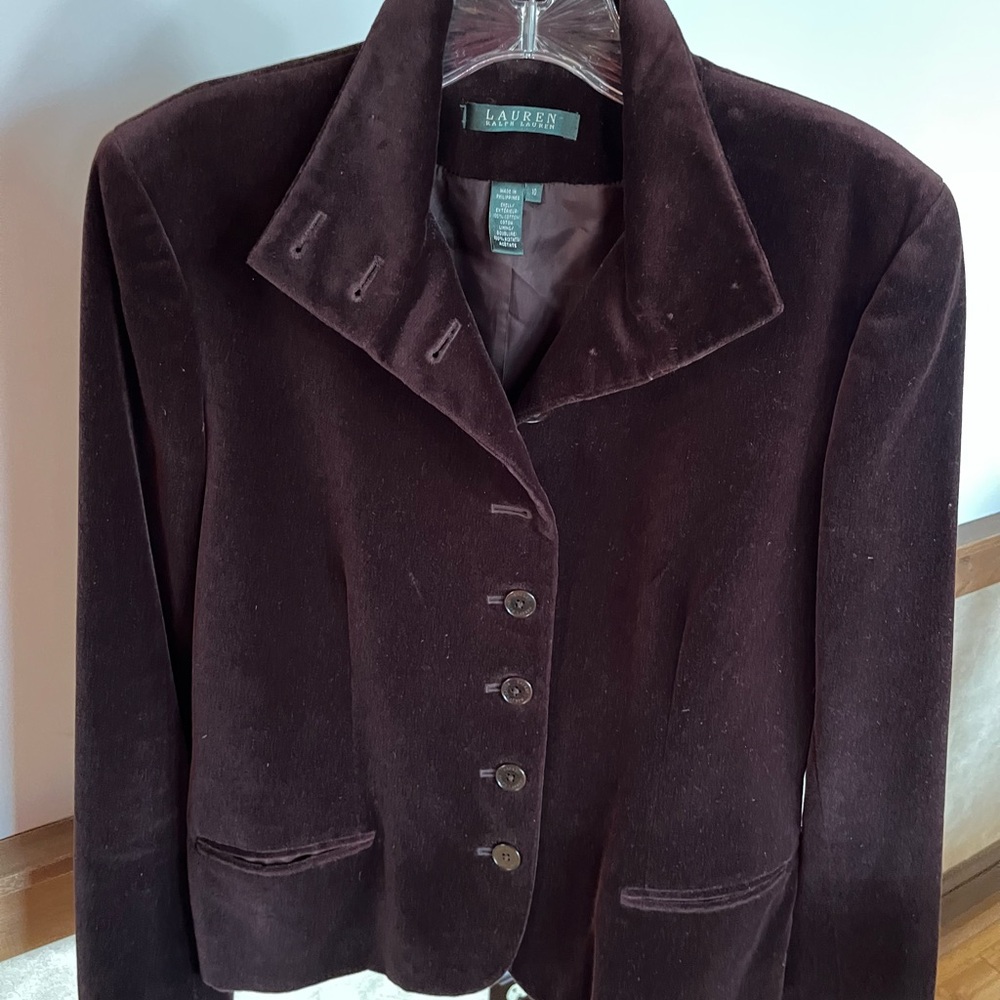 Lauren Ralph Lauren Dark Brown Velvet Blazer